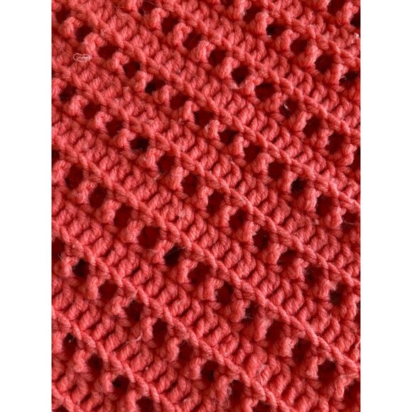 Handmade Crochet Coral Knitted Blanket Throw - Picture 3 of 5